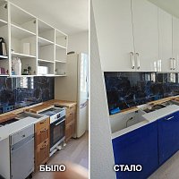 Замена фасадов (Эмаль глянец), изготовление дополнительных шкафов. Ул. Кузнецова, 9/4. Екатеринбург.