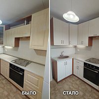 Замена столешницы и мойки, замена фасадов. ул. Новгородцевой, 35.