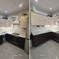 Замена столешницы, фасадов нижнего яруса (ПВХ). ул. Степана Разина, 107.