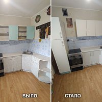 Обновление советской кухни с заменой фасадов и столешницы. ул. Уральская, 82.
